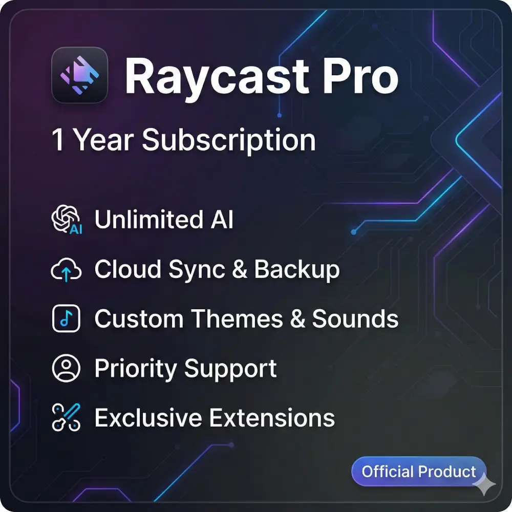 Raycast Pro – 1 Year (WhatsApp Us for Current Price)