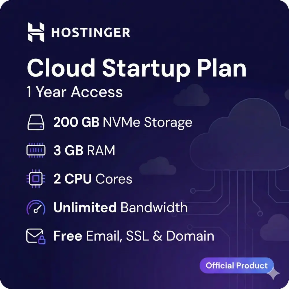 Hostinger – Cloud Startup Plan (1 Year Access)